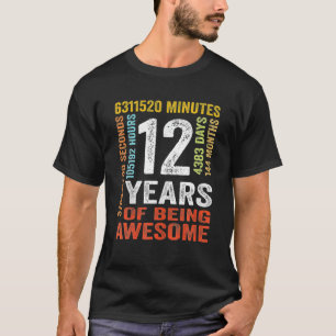 Camiseta Vintage 12 Birthday Tee Presente 12 Anos Bei