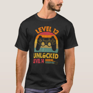 Camiseta Vintage 13 Birthday Video Gamer Nível 13 Desbloque