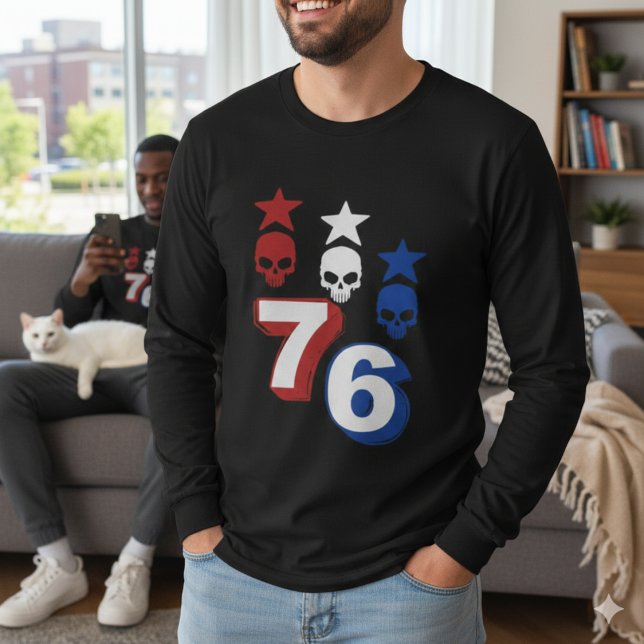Camiseta Vintage 1776 com 76 Crânios Patrióticos A (Criador carregado)