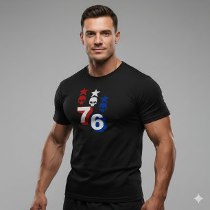 Camiseta Vintage 1776 com 76 Crânios Patrióticos A
