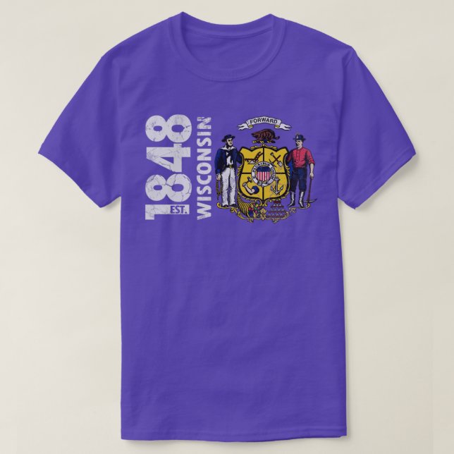 Camiseta Vintage 1845 Wisconsin State Flag (Frente do Design)
