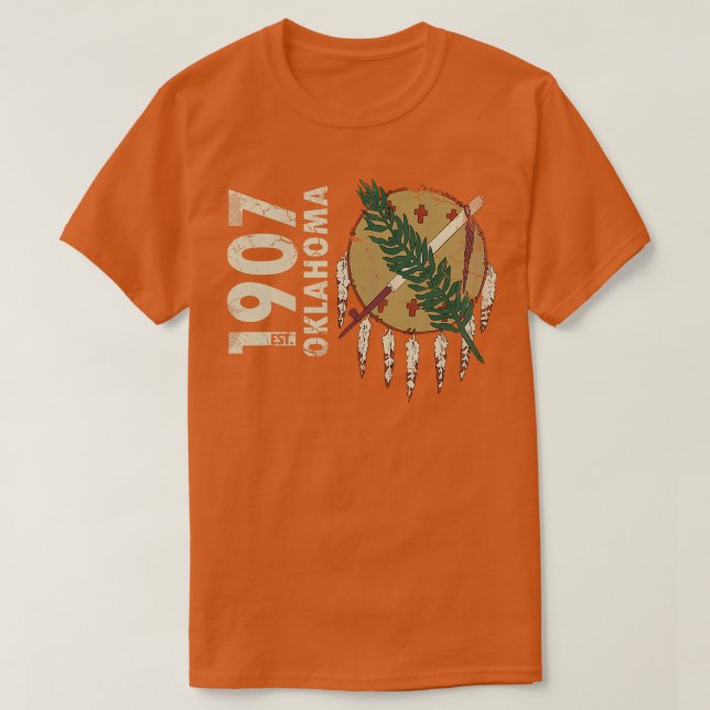 Camiseta Vintage 1907 Oklahoma State Flag (Frente do Design)