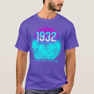 Camiseta Vintage 1932 89th Birthday Aestic Sunset Palm 8