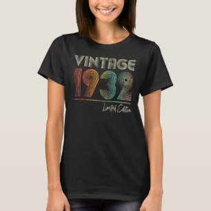 Camiseta Vintage, 1932, 90, Aniversário Mulheres