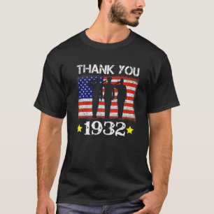 Camiseta Vintage 1932, 90 Anos, Flag American 90 Birt