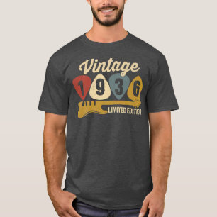 Camiseta Vintage 1936 Birthday Retro Guitar 86º aniversário