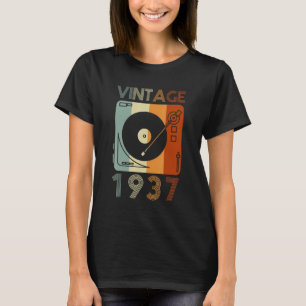 Camiseta Vintage 1937 Retro Record Player Birthday Vinyl Dj