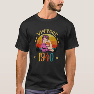 Camiseta Vintage 1940 Aniversário Presente Para Mulheres En