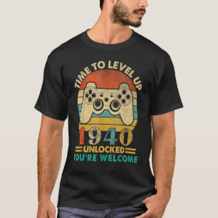 Camiseta Vintage 1940 Engraçado Vídeo Gamer 82th B, 82 Anos