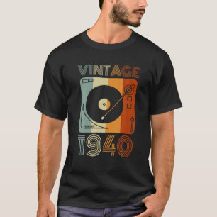 Camiseta Vintage 1940 Retro Record Player Birthday Vinyl DJ