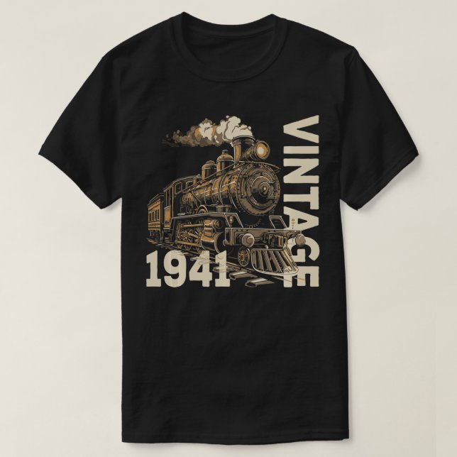 Camiseta Vintage 1941 Steampunk Steam Train Locomotive 83rd (Frente do Design)