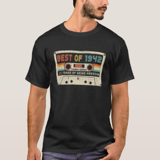 Camiseta Vintage 1942 Retro Cassette 80 Birthday 80 Anos