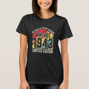 Camiseta Vintage, 1943, 80, Aniversário