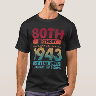 Camiseta Vintage 1943, 80 Anos, Gifts Limited Edition 80T