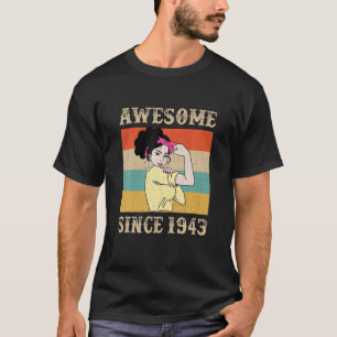 Camiseta Vintage 1943 Aniversário Presente Para Mulheres -