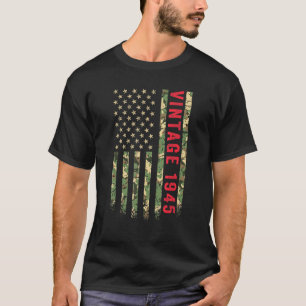 Camiseta Vintage 1945 American Flag Camo 77 Anos de Idade 7
