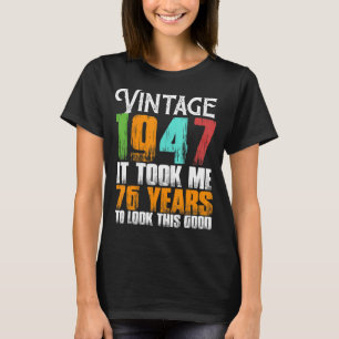 Camiseta Vintage 1947 76 anos Aniversário do Retro Padre