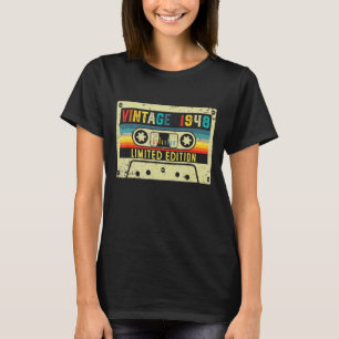 Camiseta Vintage 1948, Festa de Cassete de Aniversário