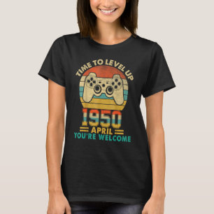 Camiseta Vintage 1950 abril 72 anos Antiga jogador de vídeo