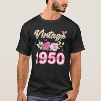 Camiseta Vintage 1950 Flor Rosa 72 Anos 72 Anos Nascimento