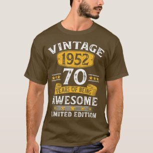 Camiseta Vintage 1952, 70 anos, presente de 70 de aniversár