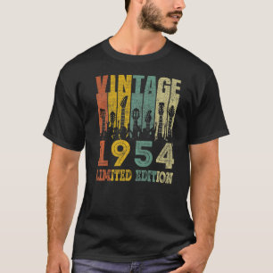 Camiseta Vintage 1954 Aniversário Guitarra 69º Aniversário