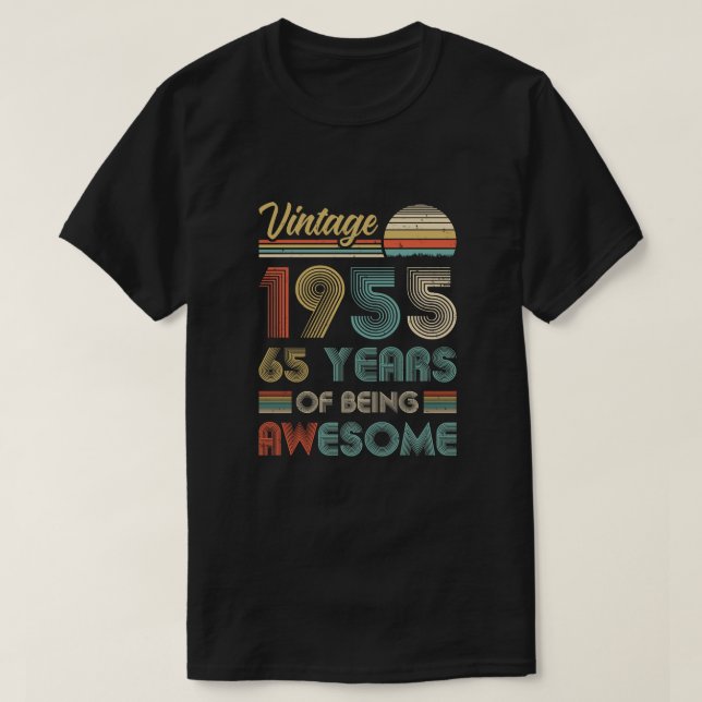 Camiseta Vintage 1955 65º Presente de 65 Anos (Frente do Design)