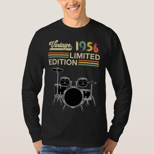 Camiseta Vintage 1956 Drummer 67º Aniversário (Frente)
