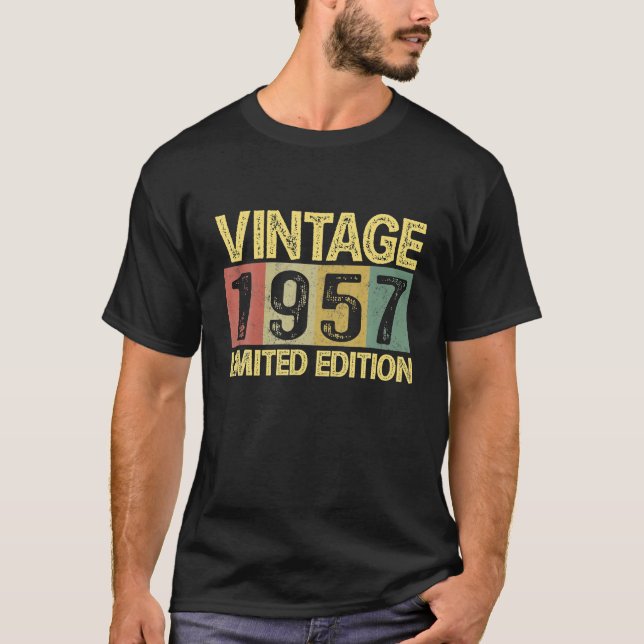 Camiseta Vintage 1957 Bday 65 Anos Engraçado 65 Anos Aniver (Frente)