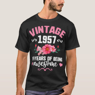 Camiseta Vintage 1957 Mulheres, Floral, 65 Anos De Idade
