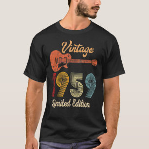 Camiseta Vintage 1959 Guitar Ano de Nascimento Aniversário