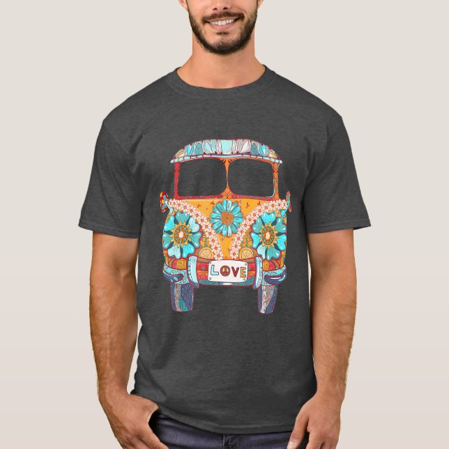 Camiseta Vintage 1960s Hippie Micro Bus Van Gift (Frente)