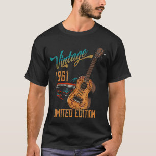 Camiseta Vintage 1961 Aniversário Guitarra 61º Aniversário