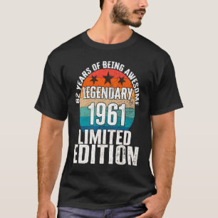 Camiseta Vintage 1961 Legendary Limited Edition, 62 anos de
