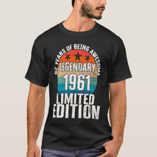 Camiseta Vintage 1961 Legendary Limited Edition, 62 anos de