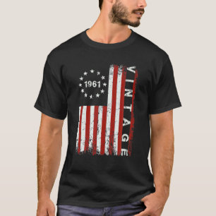 Camiseta Vintage 1961 USA American Flag 61 Anos 61Th B