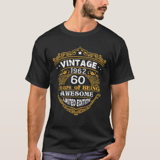 Camiseta Vintage 1962 60 Anos De Estar Incrível Limitado Ed