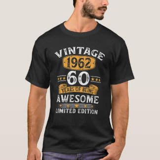 Camiseta Vintage, 1962, 60 Anos, Presente 60º Aniversário
