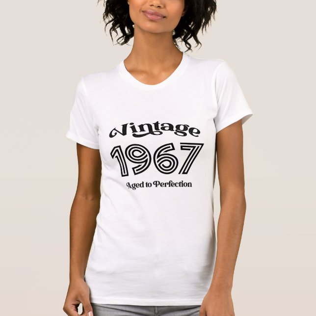 Camiseta Vintage 1967 Aniversário, Idade até Perfecção (Frente)