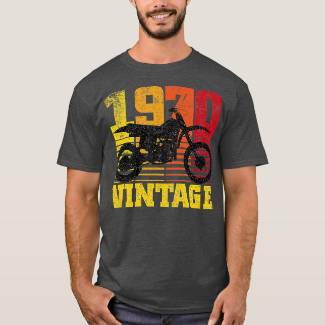 Camiseta Vintage 1970 Motocross Dirt Bike 50th Birthday (Frente)