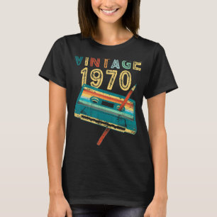 Camiseta Vintage 1970 Music Cassette 53th Aniversário 53 An