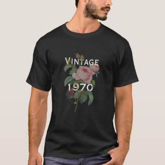 Camiseta Vintage 1970 Rosa Flor Butterfly 52Nd Aniversário