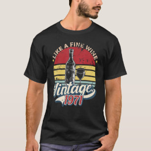 Camiseta Vintage 1971 Como Um Vinho Bonito Homens Mulheres
