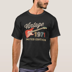 Camiseta Vintage 1971 Edição Limitada, Guitar Ano De Nascim