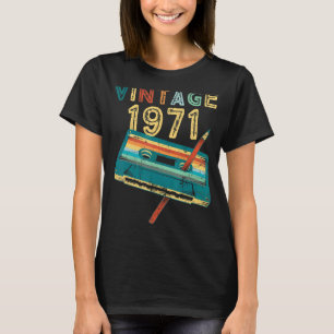 Camiseta Vintage 1971 Music Cassette 52th Aniversário 52 An