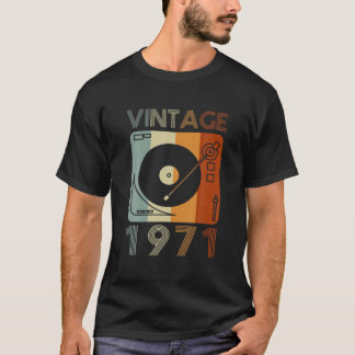 Camiseta Vintage 1971 Retro Record Player Birthday Vinyl DJ