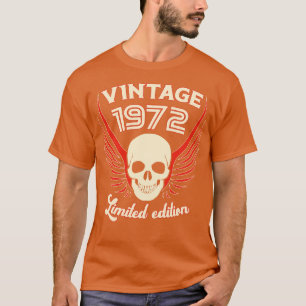 Camiseta Vintage, 1972, Edição Limitada, Caveira E Asas