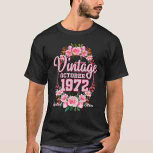 Camiseta Vintage 1972 Flores 50 Anos Aniversário