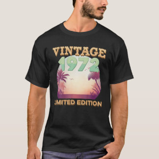 Camiseta Vintage 1972 Palm Tree Sunset 50 Anos Feliz Aniver