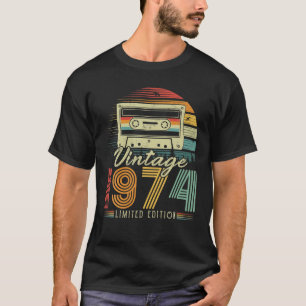 Camiseta Vintage 1974 Cassete Retro 1974 52º Aniversário 52